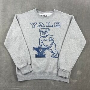 Yale Men Small Gray Sweatshirt Handsome Dan Bulldog Graphic Crewneck